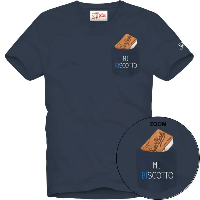 T-shirt con Taschino Mc2 Saint Barth Blu art. Austin Cookie Bi Scotto 61 EMB, foto 1 di 1