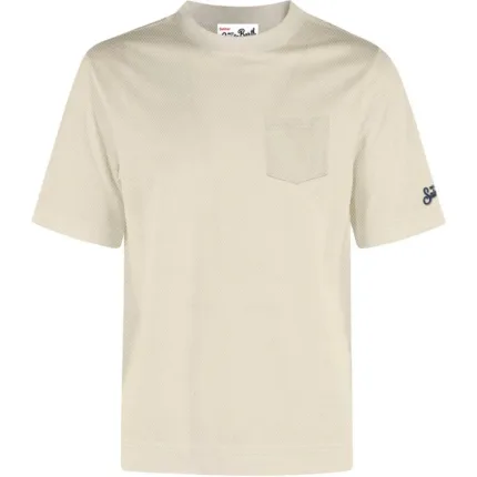 T-shirt in Cotone Piquet Mc2 Saint Barth Color Crema art. Bakewell Piquet 10L Cream