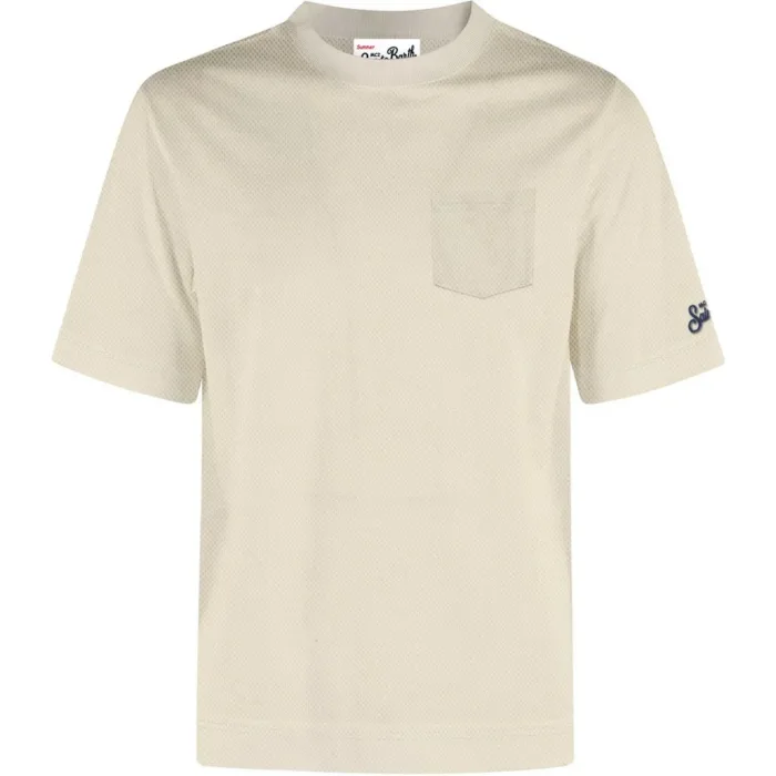 T-shirt in Cotone Piquet Mc2 Saint Barth Color Crema art. Bakewell Piquet 10L Cream, foto 1 di 1