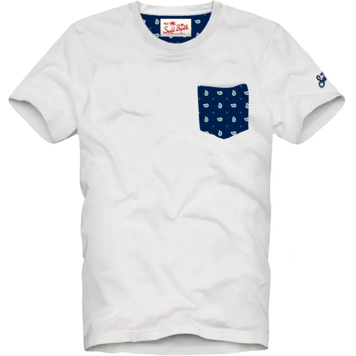 T-shirt con Taschino Mc2 Saint Barth Bianca art. Blanche 01N Paisley Dot Tie 61, foto 1 di 1