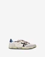 Sneakers Premiata Uomo in Pelle Avorio e Camoscio Grigio art. Bsktclay 7617