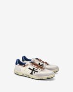 Sneakers Premiata Uomo in Pelle Avorio e Camoscio Grigio art. Bsktclay 7617 - immagine 4