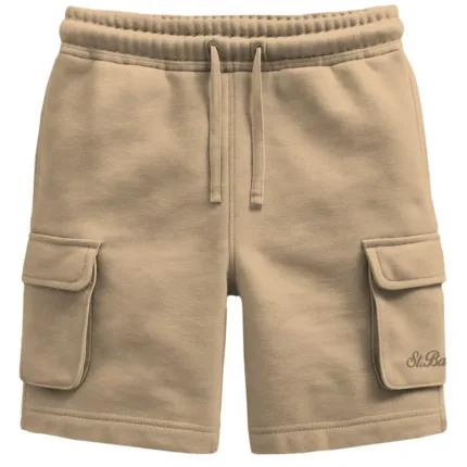 Bermuda Felpa Cargo In Cotone Garzato Mc2 Saint Barth Beige art. Cargy SB 11 EMB