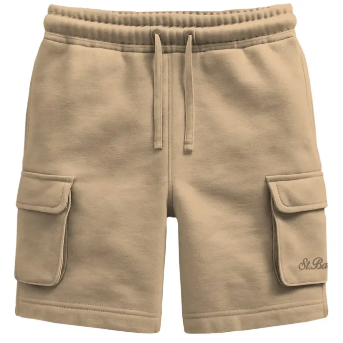 Bermuda Felpa Cargo In Cotone Garzato Mc2 Saint Barth Beige art. Cargy SB 11 EMB, foto 1 di 1