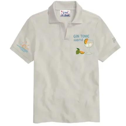 Polo Skipper in Piquet Mc2 Saint Barth Bianca art. Charles Piquet Gin Hab 01H Emb