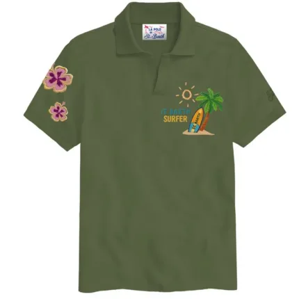 Polo Skipper in Piquet Mc2 Saint Barth Verde art. Charles Piquet Surfer 52 Emb
