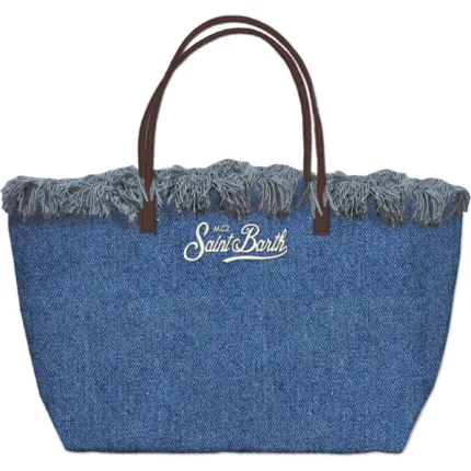Borsa A mano Media Mc2 Saint Barth Denim art. City Bag Fringe Denim EMB
