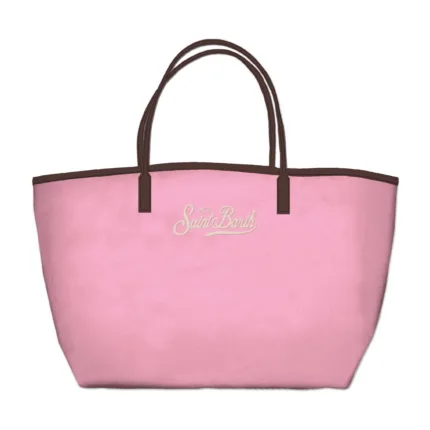 Borsa A Spalla Media Mc2 Saint Barth in Nylon Rosa Dettagli Cuoio Logo Ricamato art. City Bag Mid Nylon 2118 EMB