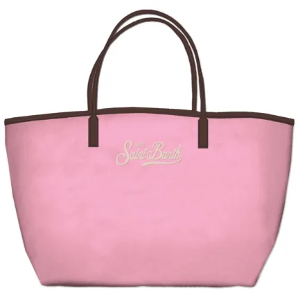 Borsa A Spalla Grande Mc2 Saint Barth In Nylon Rosa e Dettagli Cuoio art. City Bag Nylon 2118 EMB