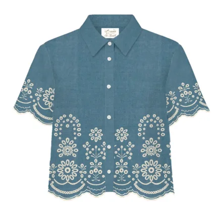Camicia Mc2 Saint Barth in Denim Ricamato art. Clementine Chambray M Morris Flower 10 EMB