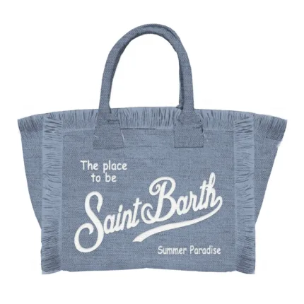Borsa a Mano Media Mc2 Saint Barth Blu Denim Chiaro art. Colette Linen Linen Denim