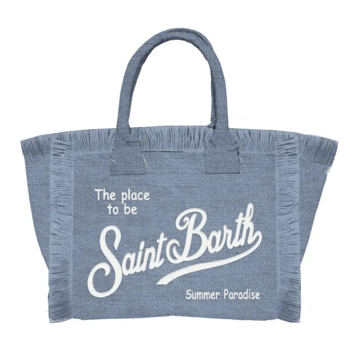 Borsa a Mano Media Mc2 Saint Barth Blu Denim Chiaro art. Colette Linen Linen Denim, foto 1 di 1