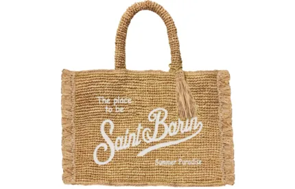 Borsa a Mano Media Mc2 Saint Barth Beige art. Colette Raffia Fringes 1110 EMB