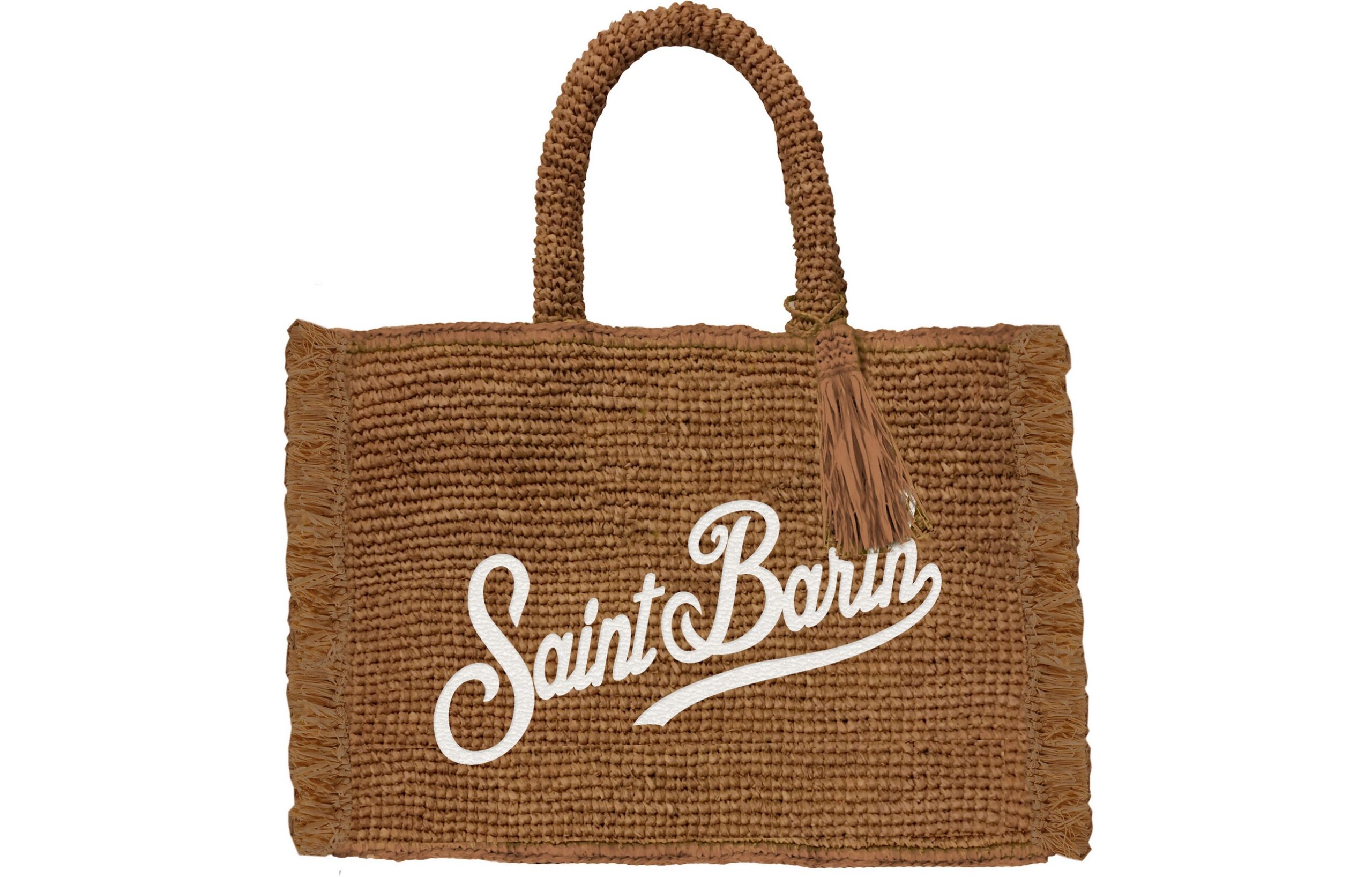 COLETTE RAFFIA FRINGES_19 EMB Borsa a Mano Media Mc2 Saint Barth Marrone art. Colette Raffia Fringes 19 EMB - immagine 1
