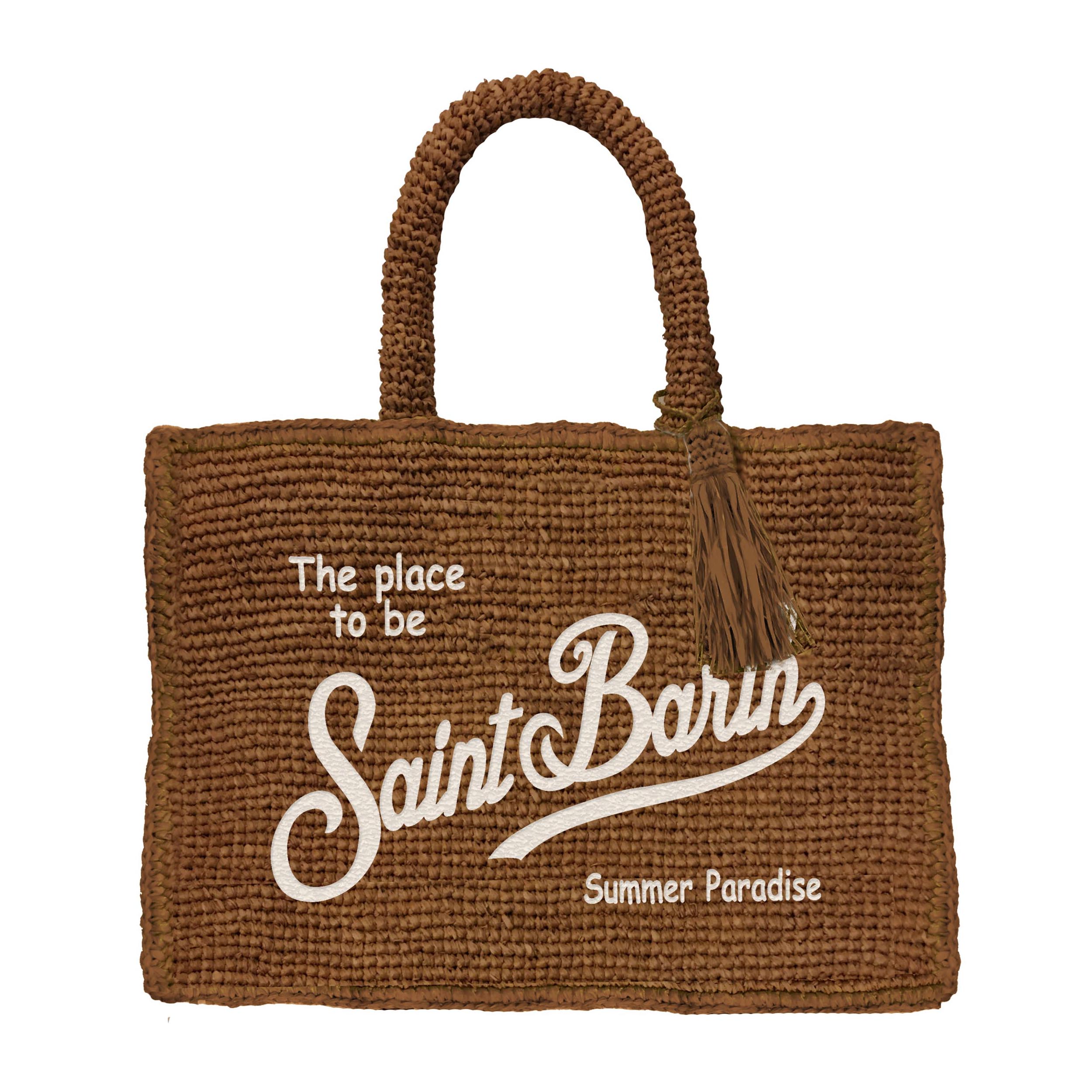 COLETTE RAFFIA_19 EMB Borsa a Mano Media Mc2 Saint Barth Marrone art. Colette Raffia 19 EMB - immagine 1