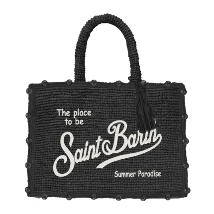 Borsa a mano Media Mc2 Saint Barth in Rafia Nera art. Colette Raffia Beads 00 EMB