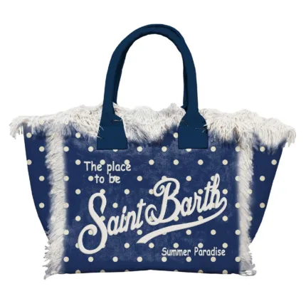 Borsa a Mano Media con Tracolla Mc2 Saint Barth Blu art. Colette Regular Pois 61