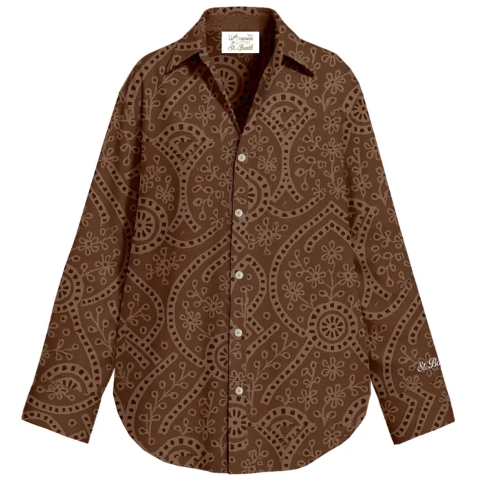 Camicia Mc2 Saint Barth in Sangallo Marrone art. Cristal Sangallo Linewave Embry 19, foto 1 di 1