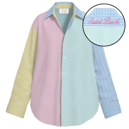Camicia Mc2 Saint Barth in Seersucker a Righe Multicolor art. Cristal Seersucker Stripes V Mix EMB