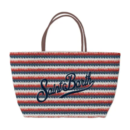Borsa a Spalla Media Mc2 Saint Barth art. Crochet Tote Mid Stripes Tris 6141 EMB
