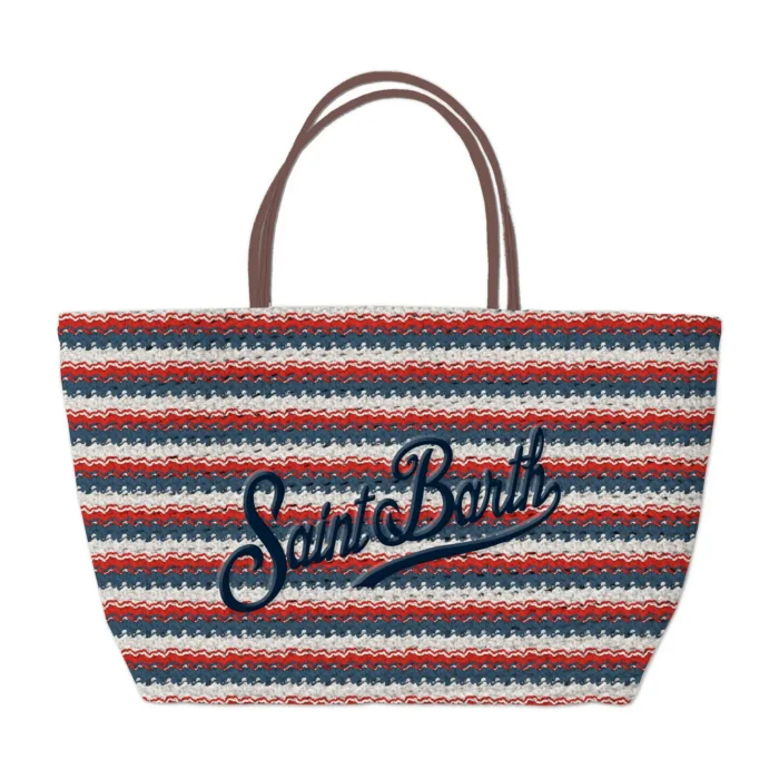 Borsa a Spalla Media Mc2 Saint Barth art. Crochet Tote Mid Stripes Tris 6141 EMB, foto 1 di 1