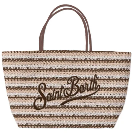 Borsa a Spalla Grande Mc2 Saint Barth art. Crochet Tote Stripes Tris 1811 EMB