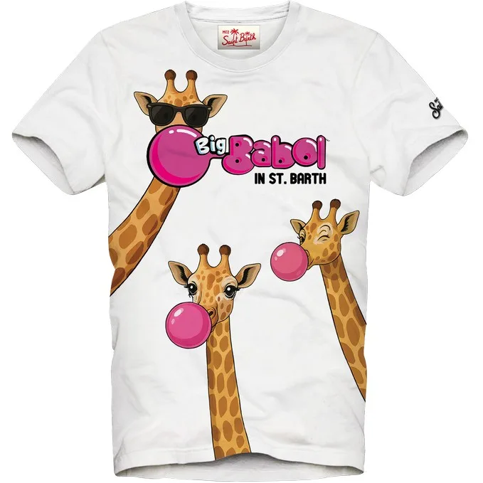 T-shirt Mc2 Saint Barth Bianca art. Denver Big Babol Giraffe 01N, foto 1 di 1