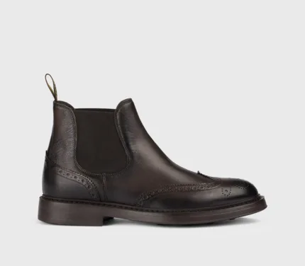 Stivaletto Beatles Doucal's Uomo in Pelle Testa di Moro con Impunture e Coda di Rondine DU3091BRUXUF188TM00 Triumph T. Moro