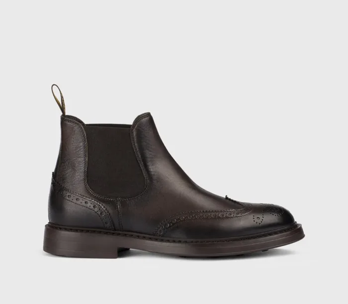 Stivaletto Beatles Doucal's Uomo in Pelle Testa di Moro con Impunture e Coda di Rondine DU3091BRUXUF188TM00 Triumph T. Moro, foto 1 di 4