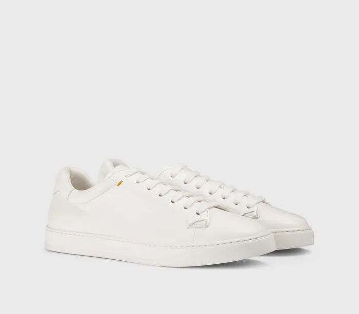 Sneakers Uomo Doucal's In Pelle Liscia Bianca e Fondo Bianco Art. DU3552SPENUF281EW11, foto 2 di 4