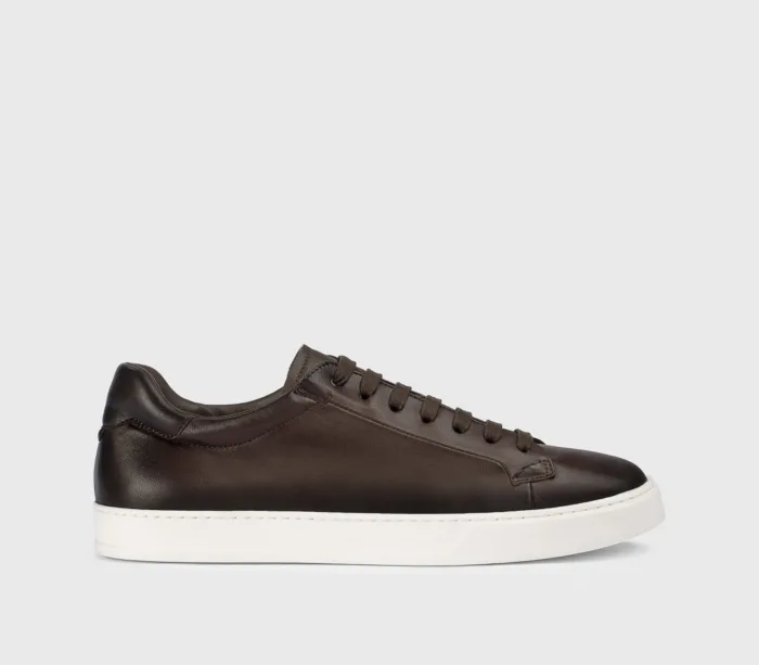 Sneakers Uomo Doucal's In Pelle Liscia Testa di Moro e Fondo Bianco Art. DU3552SPENUF282EM00, foto 1 di 4