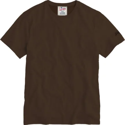 T-shirt in Lino Mc2 Saint Barth Marrone art. Ecstasea Linen 18H Dark Brown