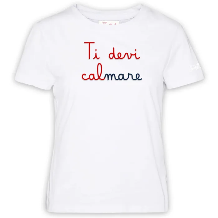 T-shirt Mc2 Saint Barth Bianca art. Emilie Calmare 01N Emb, foto 1 di 1