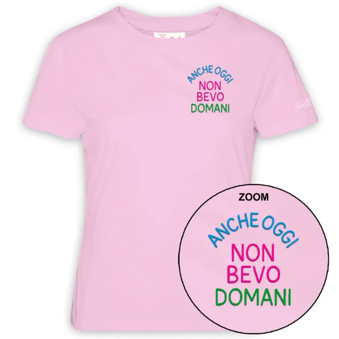 T-shirt Mc2 Saint Barth Rosa art. Emilie Non Bevo 20 Emb, foto 1 di 1