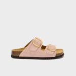 Sandalo Mules Scholl in Camoscio Rosa 3,5 cm art. Noelle F00734 1048