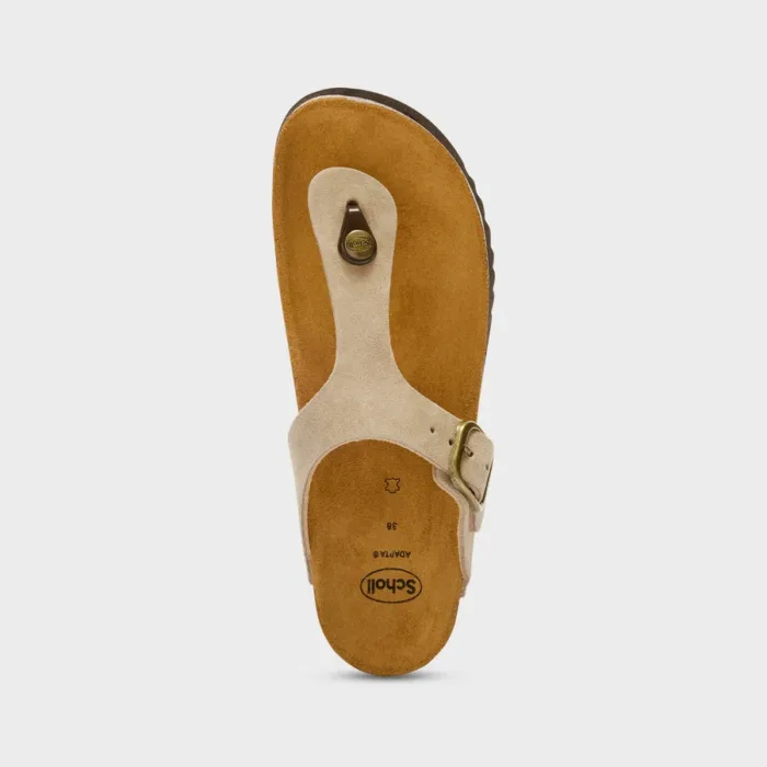 Sandalo Infradito Scholl in Camoscio Beige 3,5 cm art. Anais F00740 2361, foto 3 di 4