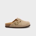 Sandalo Sabot Scholl in Camoscio Beige 3,5 cm art. Fae F32198 2361