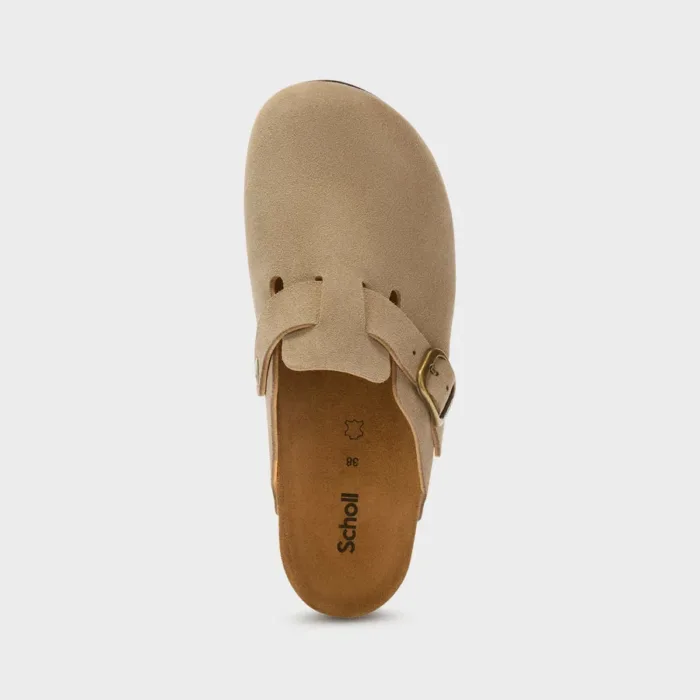Sandalo Sabot Scholl in Camoscio Beige 3,5 cm art. Fae F32198 2361, foto 2 di 3