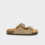 Sandalo Mules Uomo Scholl in Camoscio Taupe 4 cm art. Julien F32579 2361