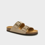 Sandalo Mules Uomo Scholl in Camoscio Taupe 4 cm art. Julien F32579 2361 - immagine 3