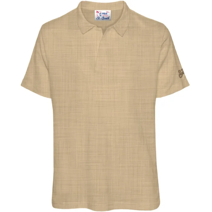 Polo Skipper in Lino Mc2 Saint Barth Beige art. Fraser Linen 11 Beige, foto 1 di 1
