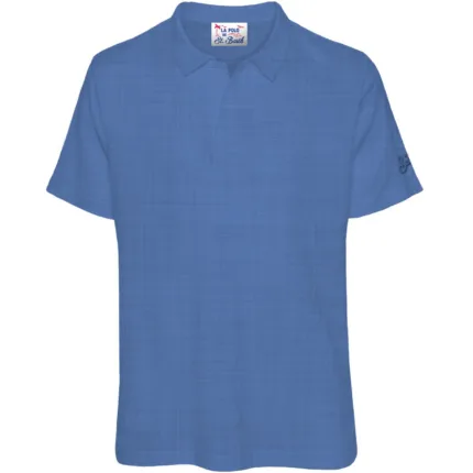 Polo Skipper in Lino Senza Bottoni Uomo Mc2 Saint Barth Azzurro art. Fraser Linen 17M Cloud Blue