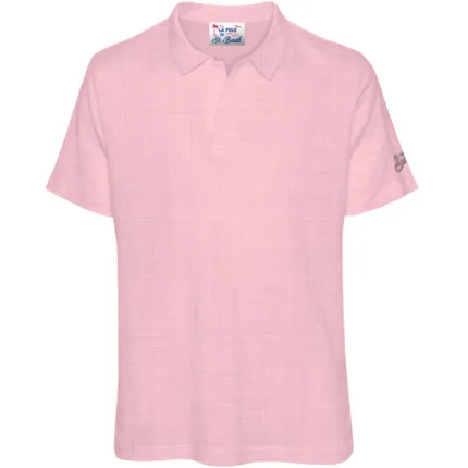 Polo Skipper in Lino Senza Bottoni Uomo Mc2 Saint Barth Rosa art. Fraser Linen 21 Pink