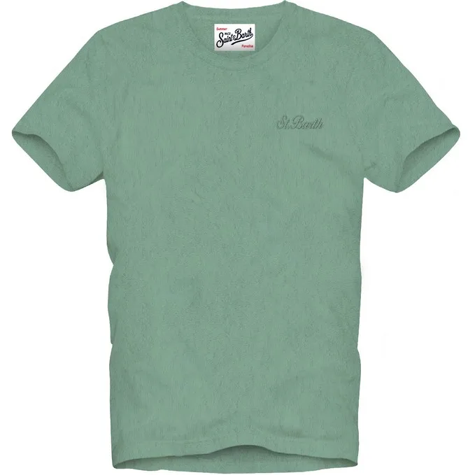 T-shirt in Spugna Mc2 Saint Barth Verde Acqua art. Gary Terry SB 53 EMB, foto 1 di 1