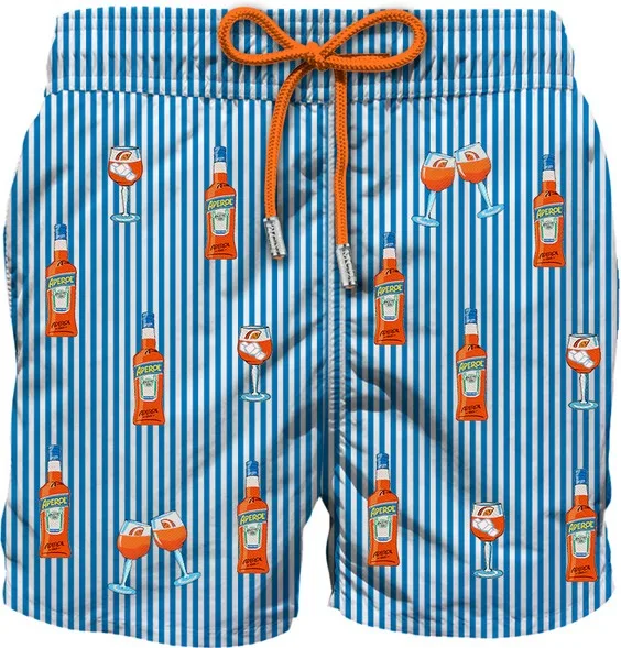 Costume Mc2 Saint Barth a Righe Bianche e Blu art. Gustavia Embroidery Aperol Spritz Stripes S 17, foto 1 di 1