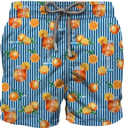 Costume Mc2 Saint Barth Righe Blu con Spritz art. Gustavia Orange Taste Stripes 61