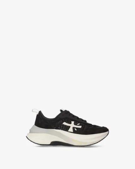 Sneakers Premiata Donna in Camoscio e Nylon Nero art. Hill 8241