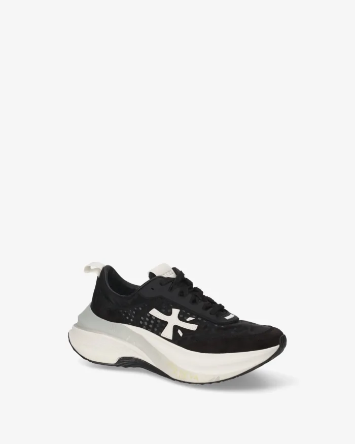 Sneakers Premiata Donna in Camoscio e Nylon Nero art. Hill 8241, foto 2 di 5