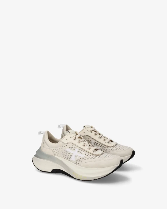 Sneakers Premiata Donna in Camoscio Beige Sabbia Chiaro art. Hill 8242, foto 4 di 5