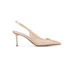 Slingback Sergio Levantesi in Pelle Oro Rosa con Dettagli Traforati Strass Tacco 7 cm art. Greta6 Gili Pelle